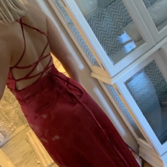 SATIN BURGUNDY DRESS - Picture 4 of 4